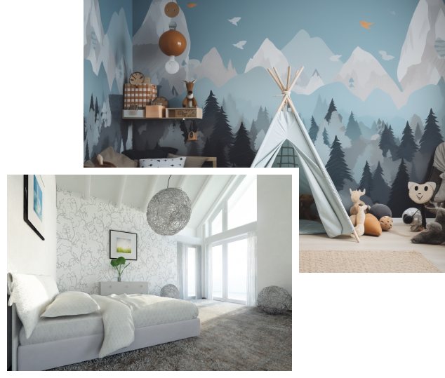 pose de papier peint, peinture décorative